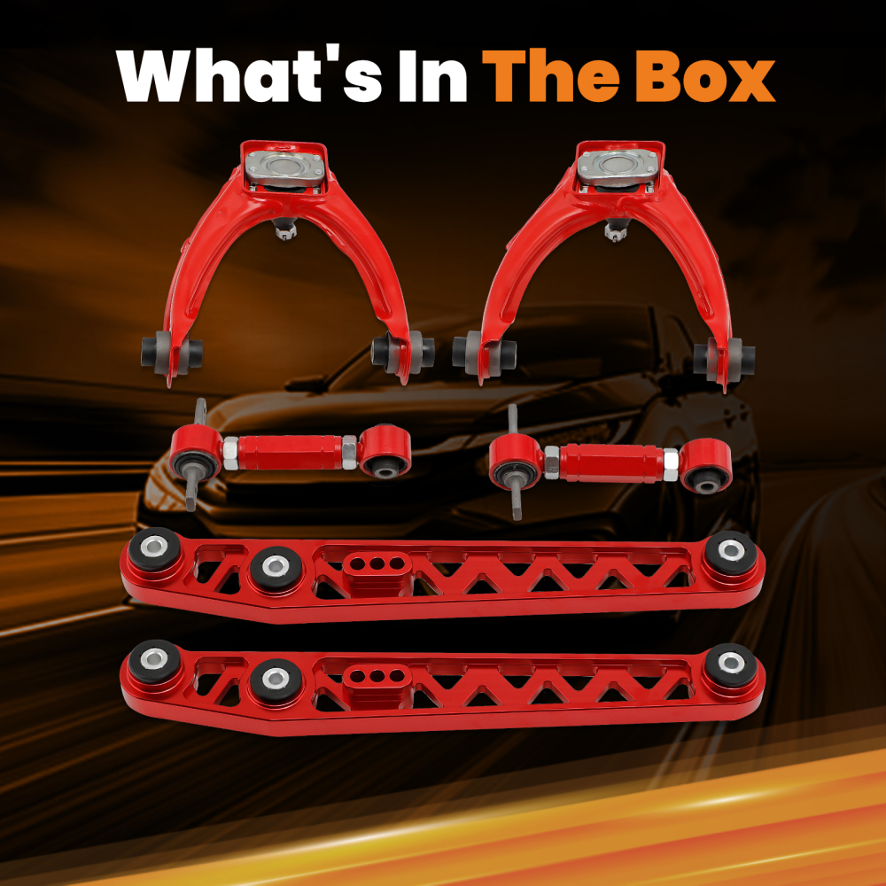 Adjustable Lower Control Arm + FrontRear Camber Kit compatible for Honda Civic 1996-2000