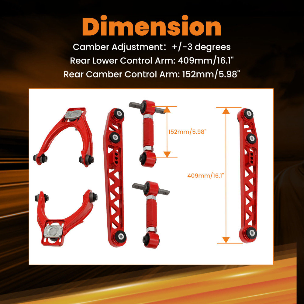 Adjustable Lower Control Arm + FrontRear Camber Kit compatible for Honda Civic 1996-2000