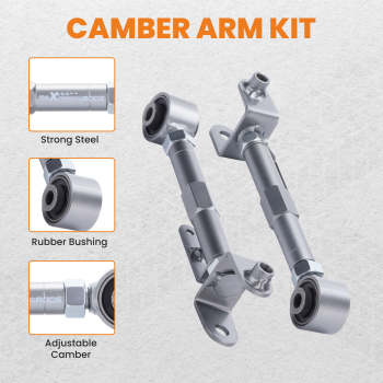 2Pcs Adjustable Rear Upper Camber Control Arm Kit compatible for Honda CRV CR-V 2002-2006