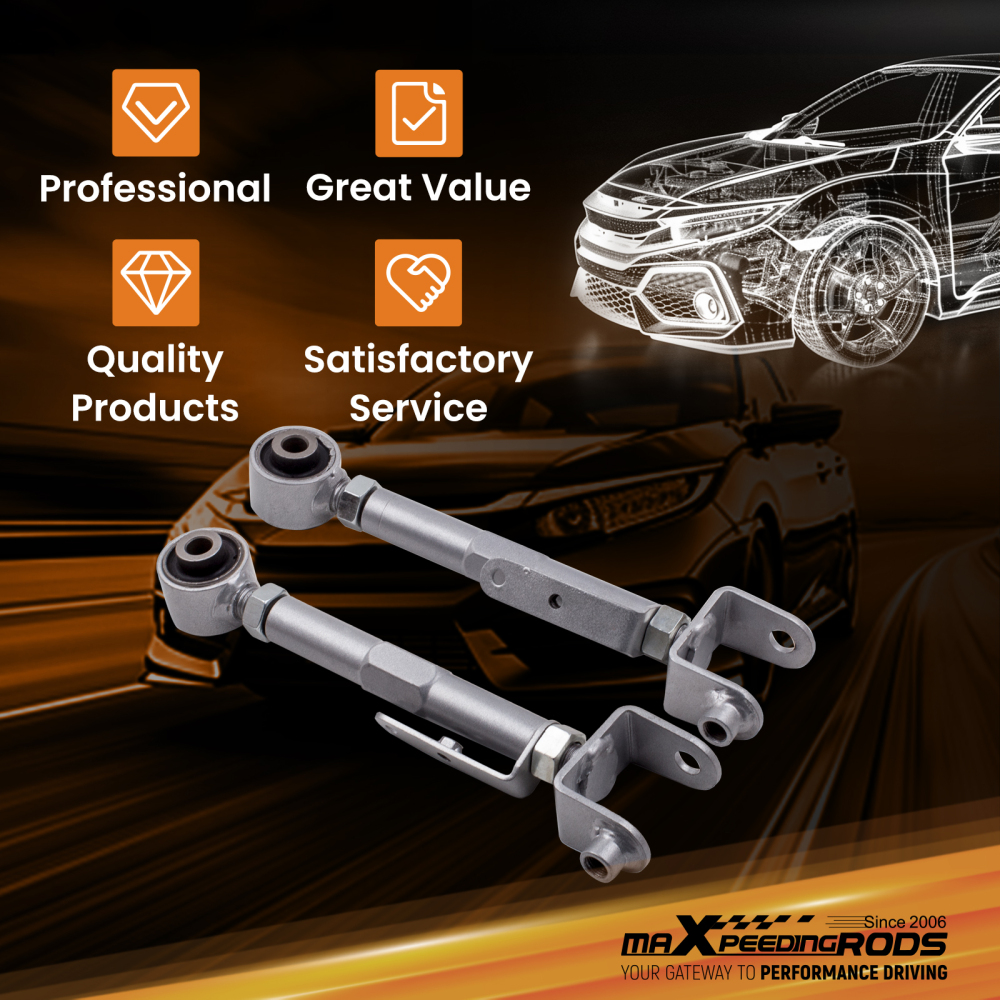 Compatible for Honda CRV 2002 - 2006 Silver Pair Rear Adjustable Camber Control Arms Kit suspension arms