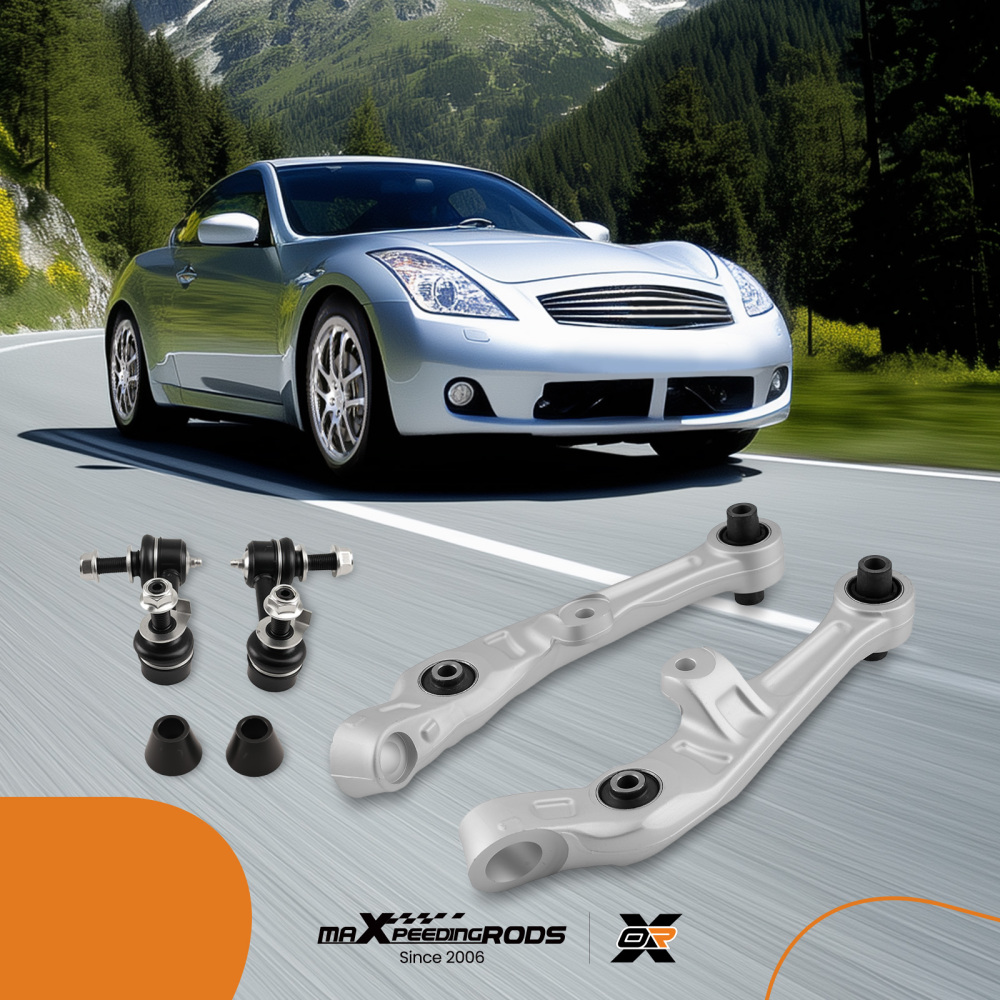 2x Front Lower Control Arms + 2x Sway Bar End Link compatible for Nissan 350Z compatible for Infiniti G35