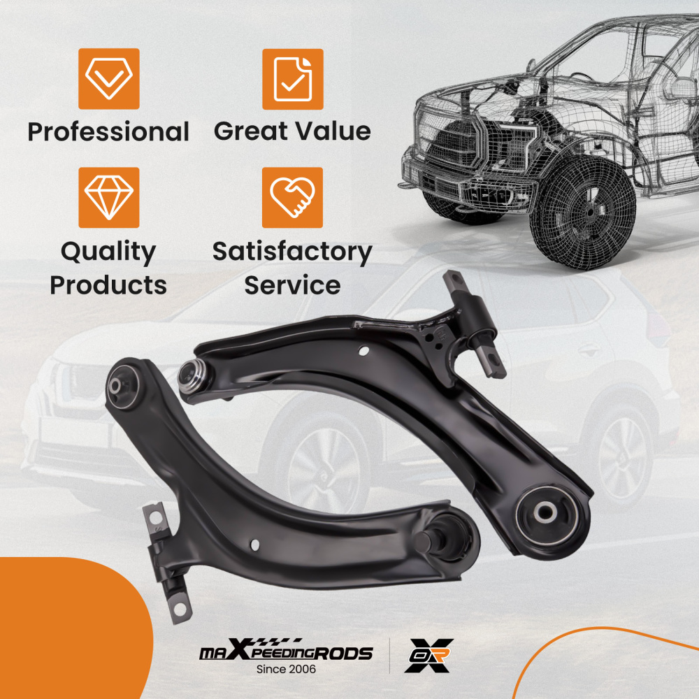 FRONT 2 SUSPENSION LOWER WISHBONE ARMS PAIR LHRH compatible for NISSAN QASHQAI 2007-2013