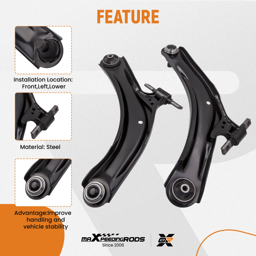 2x Avant Bras De Suspension compatible pour Nissan Qashqai/Qashqai+2 X-trail ROGUE & S35.