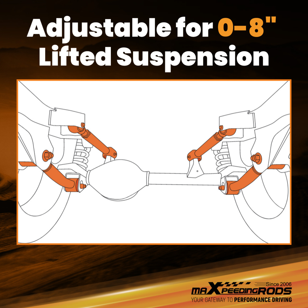 2x Front Upper + 2x Rear Upper +4x lower Control Arms compatible for Jeep Wrangler TJ 97-06