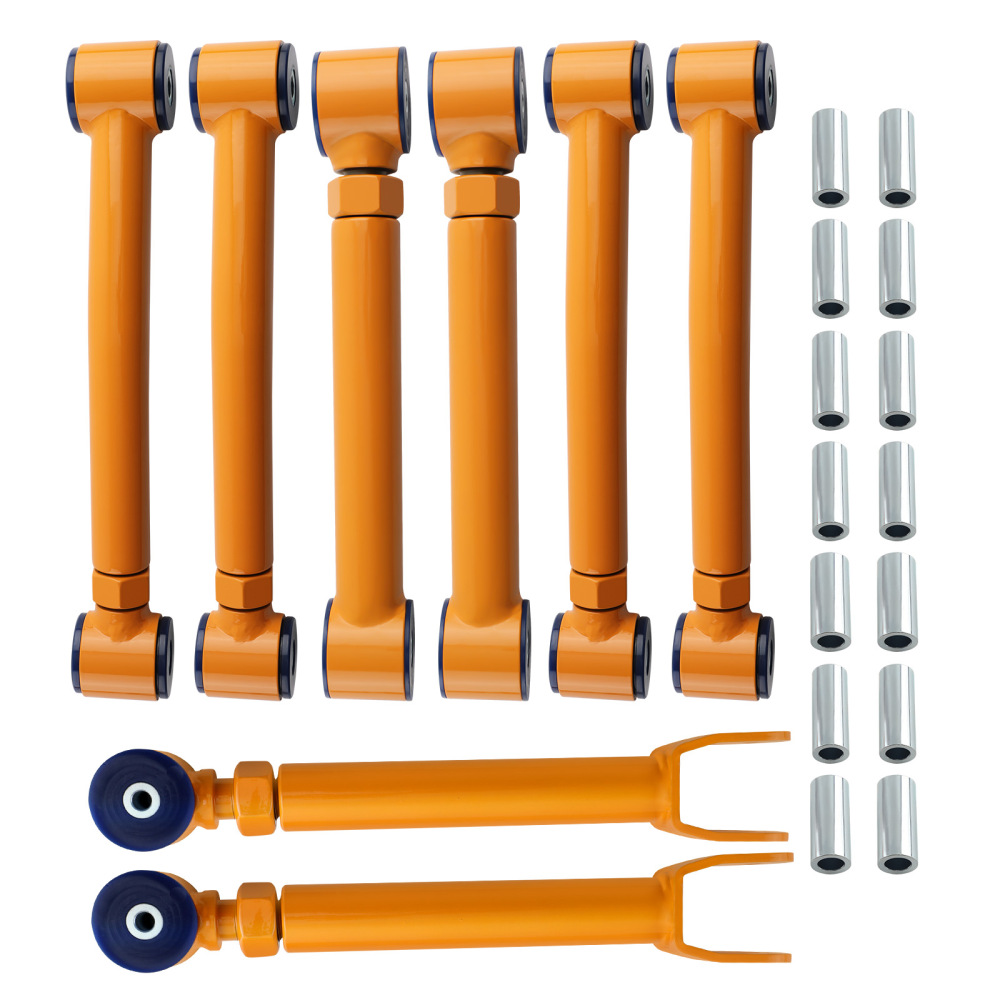2x Front Upper + 2x Rear Upper +4x lower Control Arms compatible for Jeep Wrangler TJ 97-06