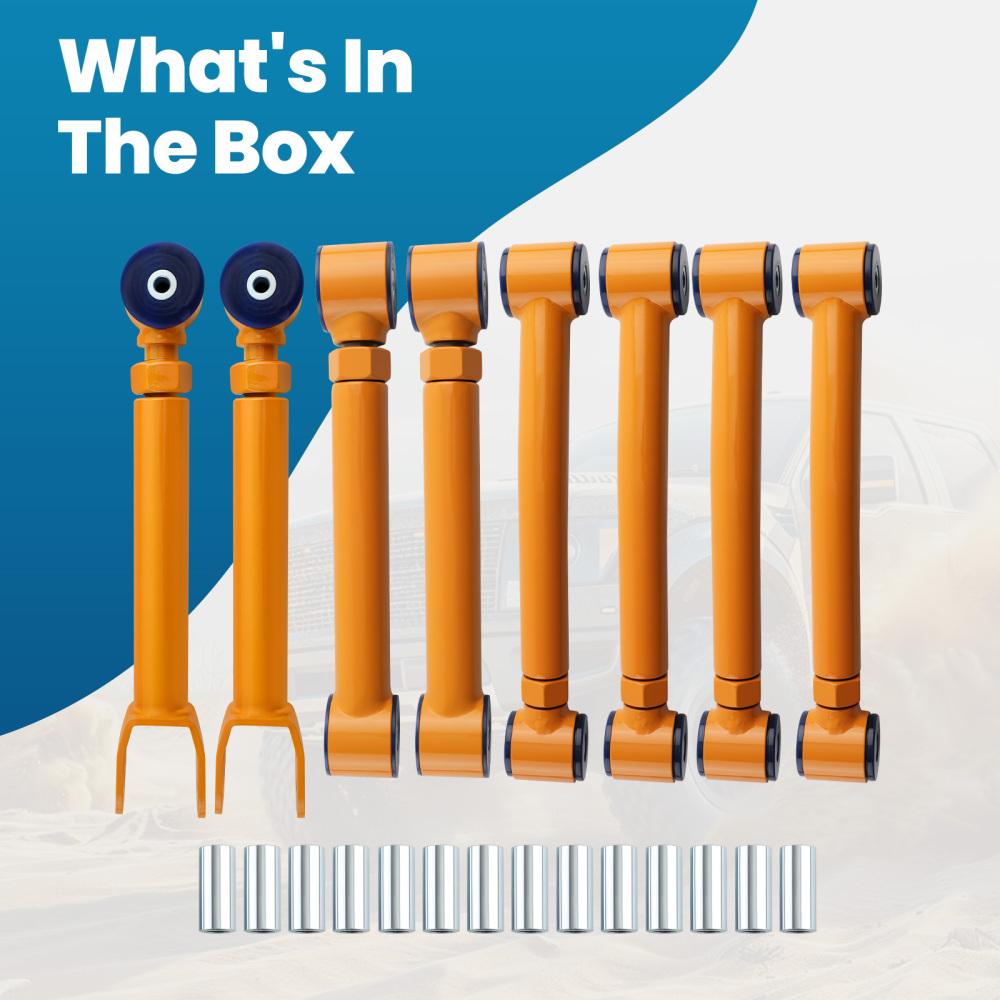 2x Front Upper + 2x Rear Upper +4x lower Control Arms compatible for Jeep Wrangler TJ 97-06