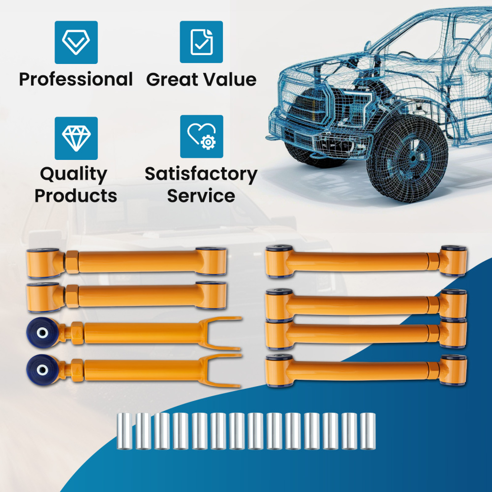 2x Front Upper + 2x Rear Upper +4x lower Control Arms compatible for Jeep Wrangler TJ 97-06