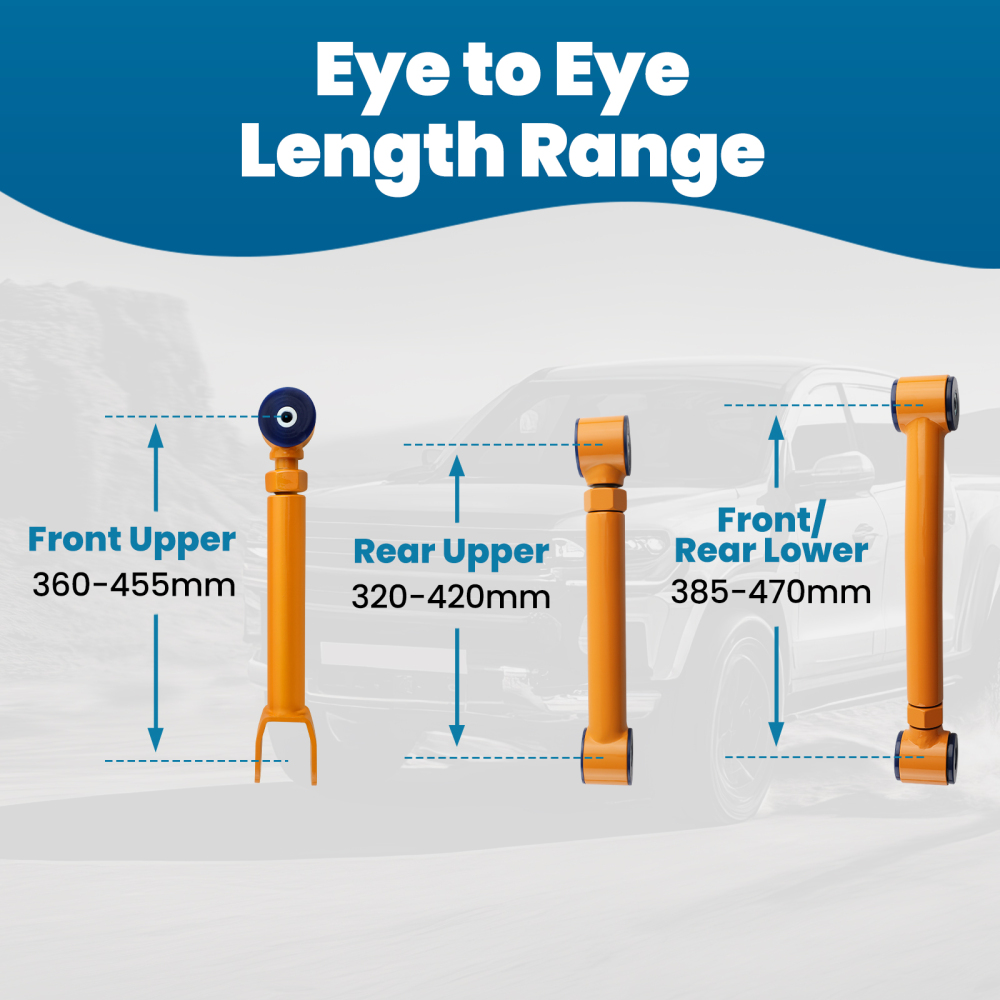 2x Front Upper + 2x Rear Upper +4x lower Control Arms compatible for Jeep Wrangler TJ 97-06