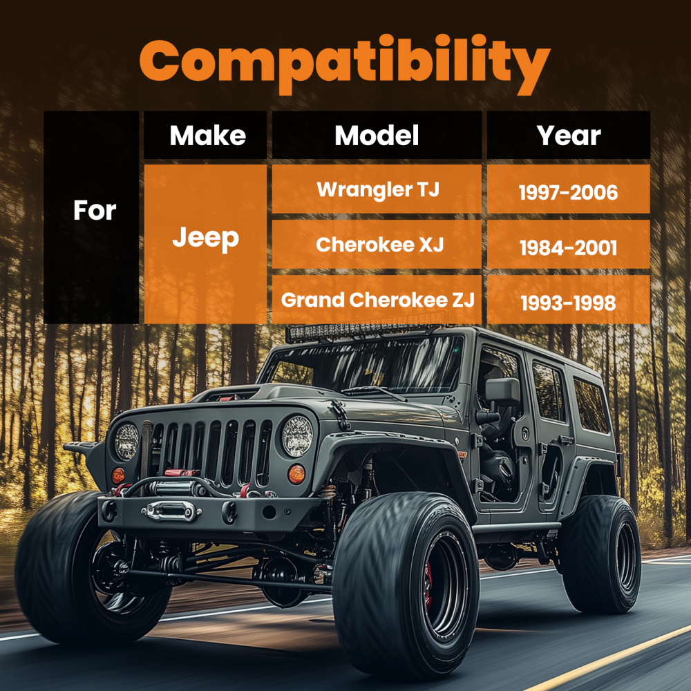 4PCS FRONT UPPER LOWER ADJUSTABLE CONTROL ARMS compatible for JEEP WRANGLER TJ CHEROKEE XJ