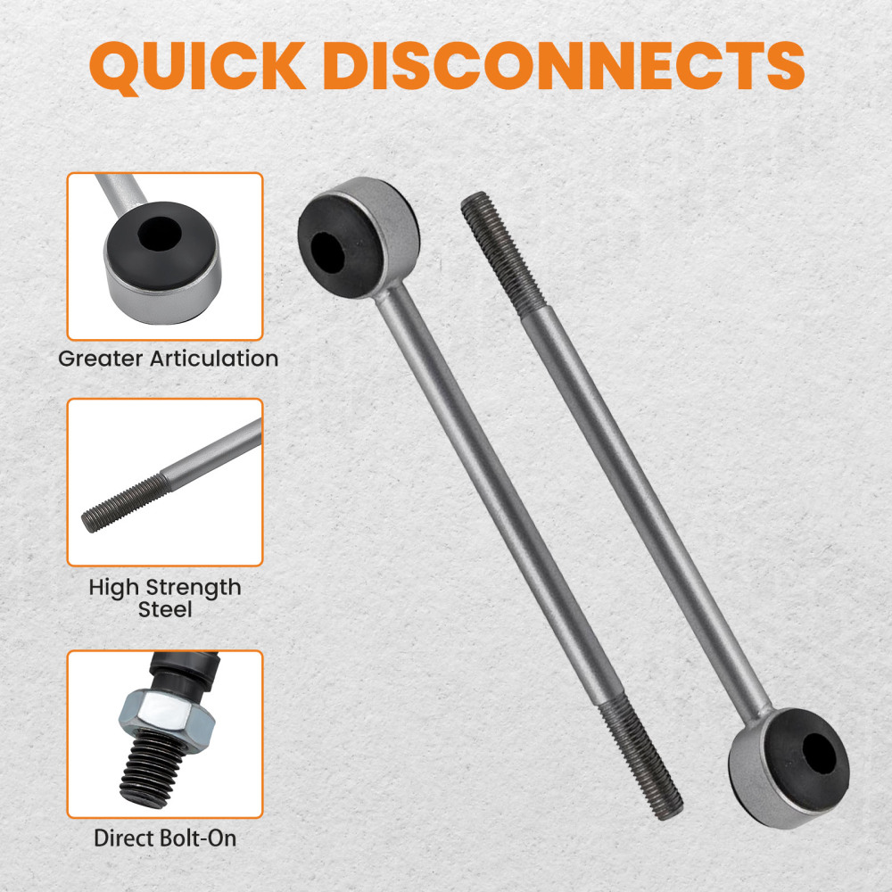 Sway Bar Quick Disconnects + Front Upper Control Arms For 84-01 compatible for Jeep Cherokee XJ