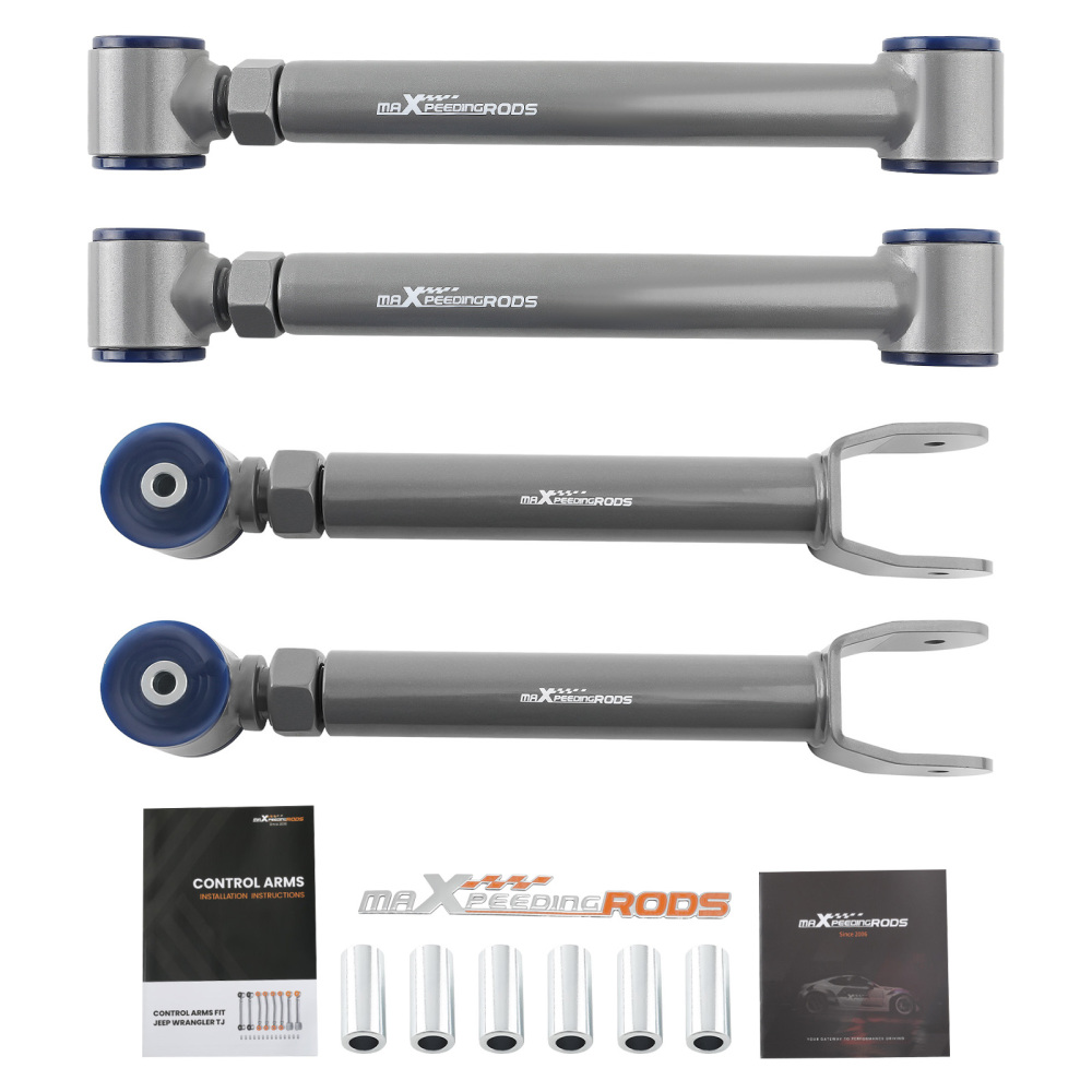 4x Front Upper Lower Adjustable Control Arms compatible for Jeep Wrangler TJ 1997-2006 0-8