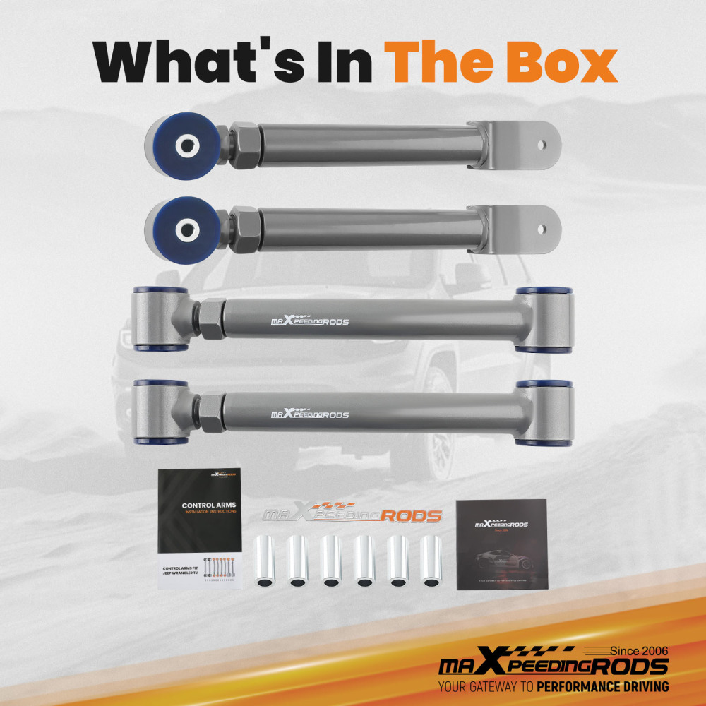 4x Front Upper Lower Adjustable Control Arms compatible for Jeep Wrangler TJ 1997-2006 0-8