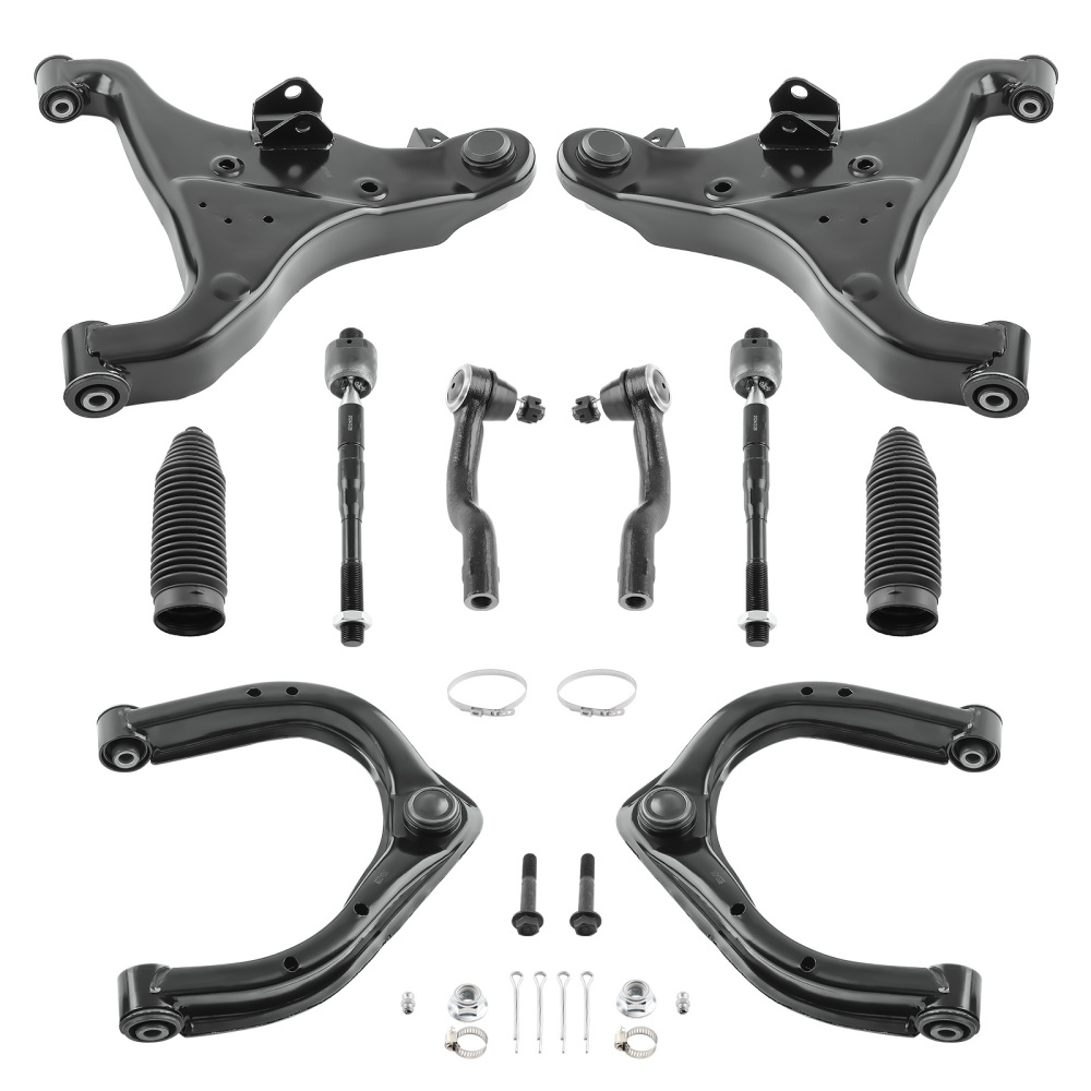 Front Upper Lower Control Arm + Tie Rod End compatible for Nissan Armada Titan 2004-2015