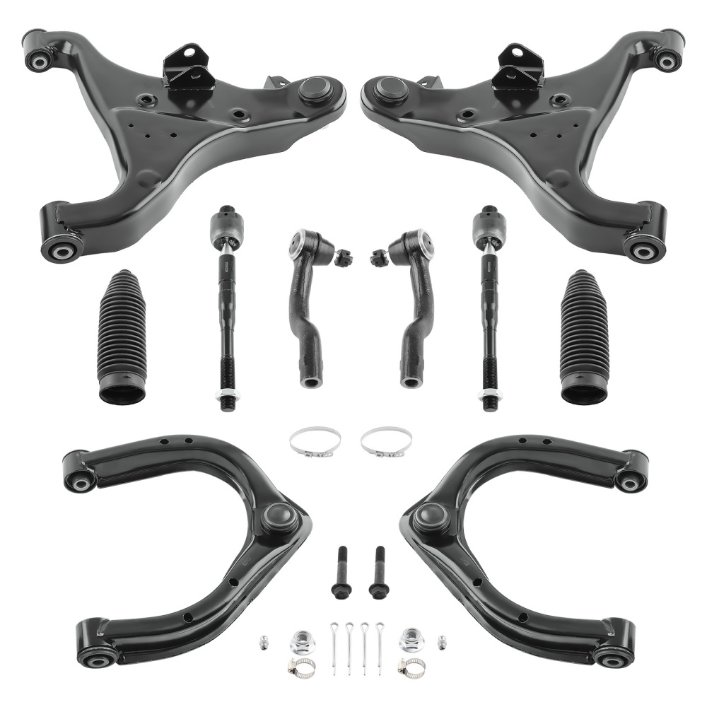 Front Upper Lower Control Arm + Tie Rod End compatible for Nissan Armada Titan 2004-2015