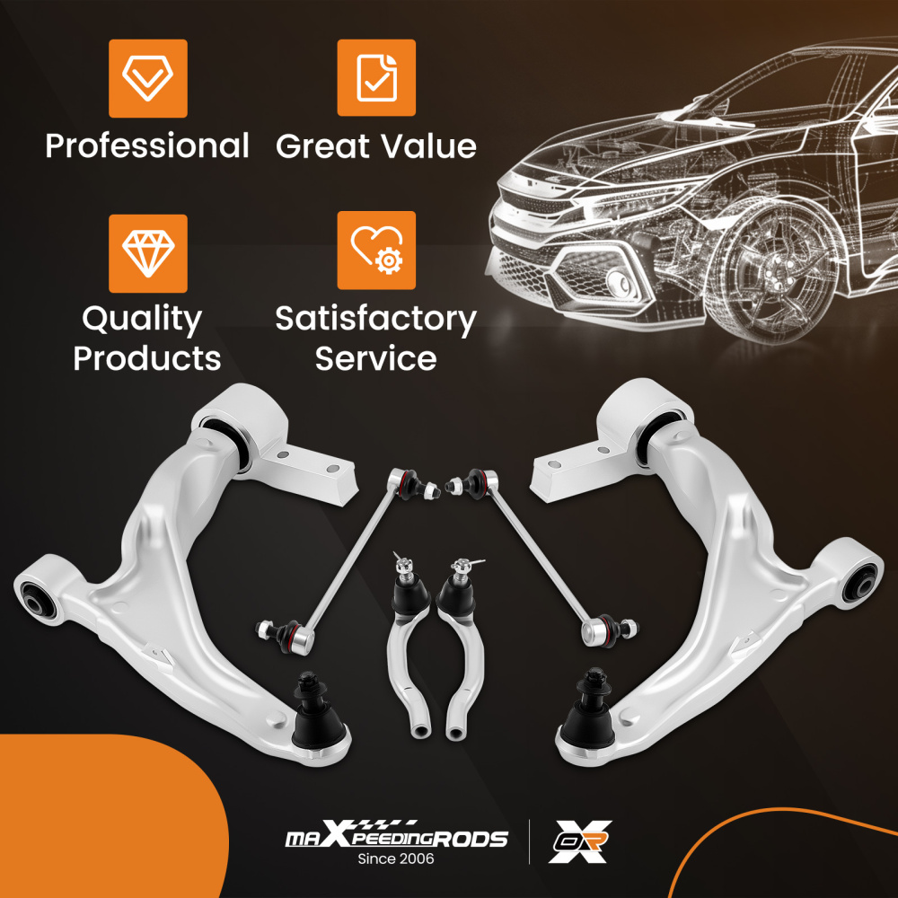 6x Front Lower Control Arms Sway Bar Tie Rods Kit for 2007-2013 Acura MDX ZDX