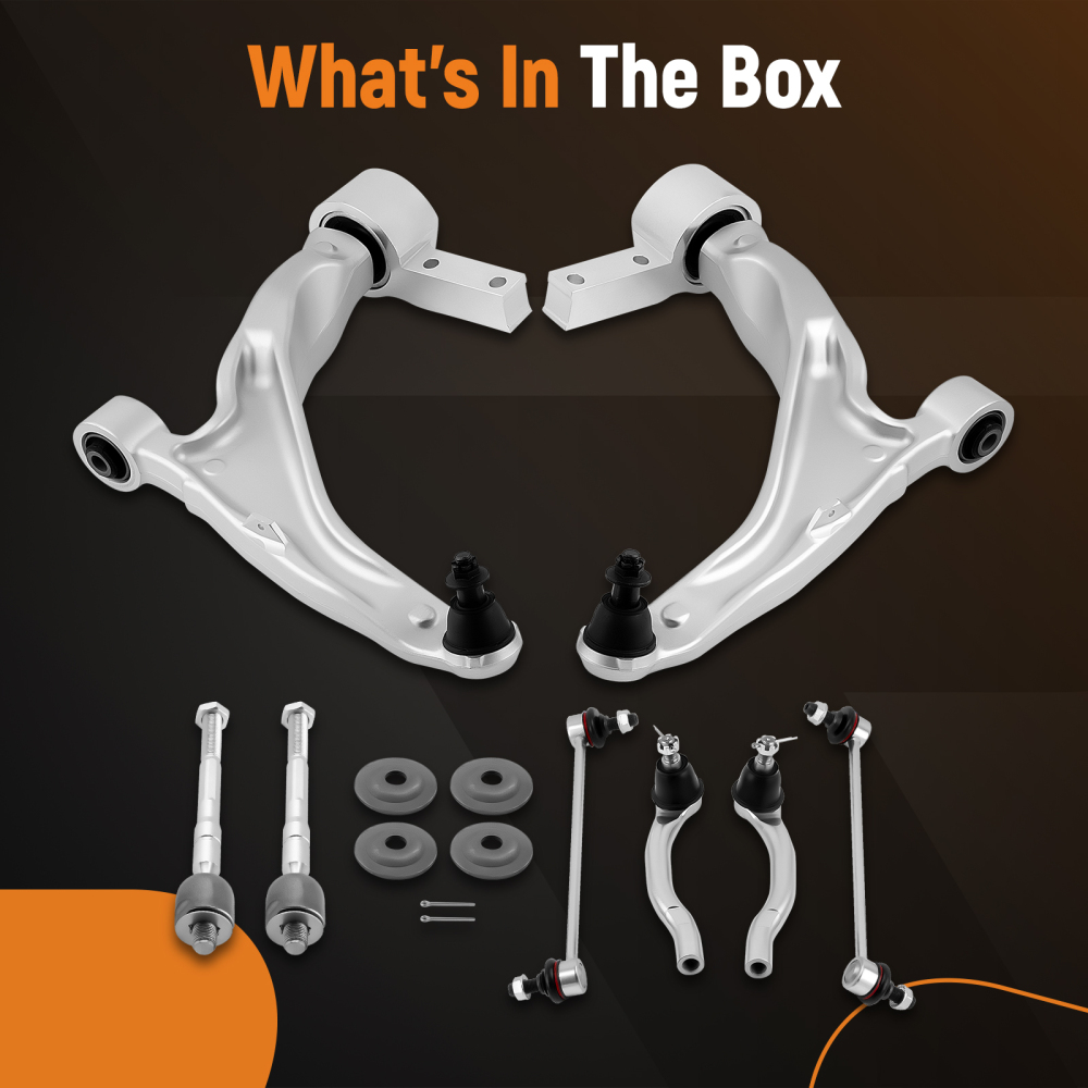 8pcs Front Lower Control Arms w/ Ball Joint Tie Rods Kit compatible for Acura MDX 2007-2013