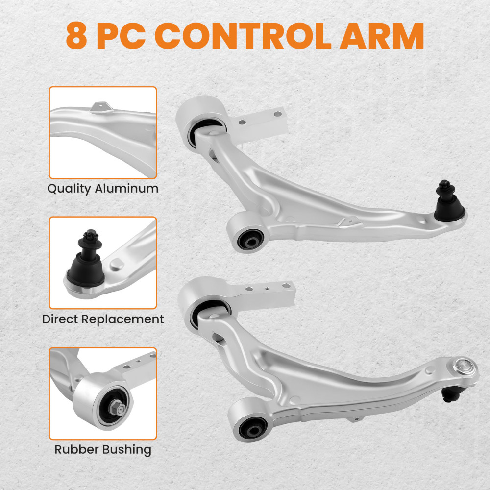 8pcs Front Lower Control Arms w/ Ball Joint Tie Rods Kit compatible for Acura MDX 2007-2013
