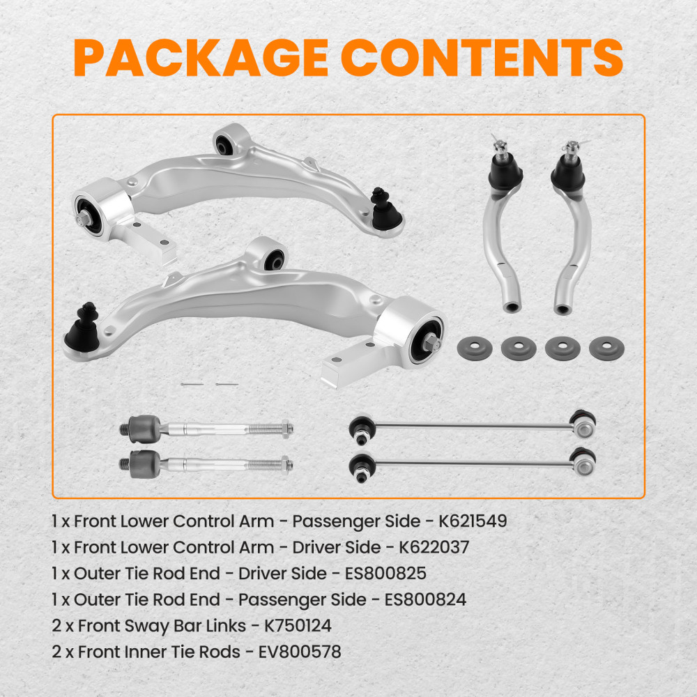 8pcs Front Lower Control Arms w/ Ball Joint Tie Rods Kit compatible for Acura MDX 2007-2013