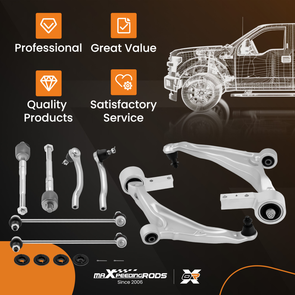 8pcs Front Lower Control Arm w/ Ball Joint Tie Rods Kit compatible for Acura MDX 2007-2013