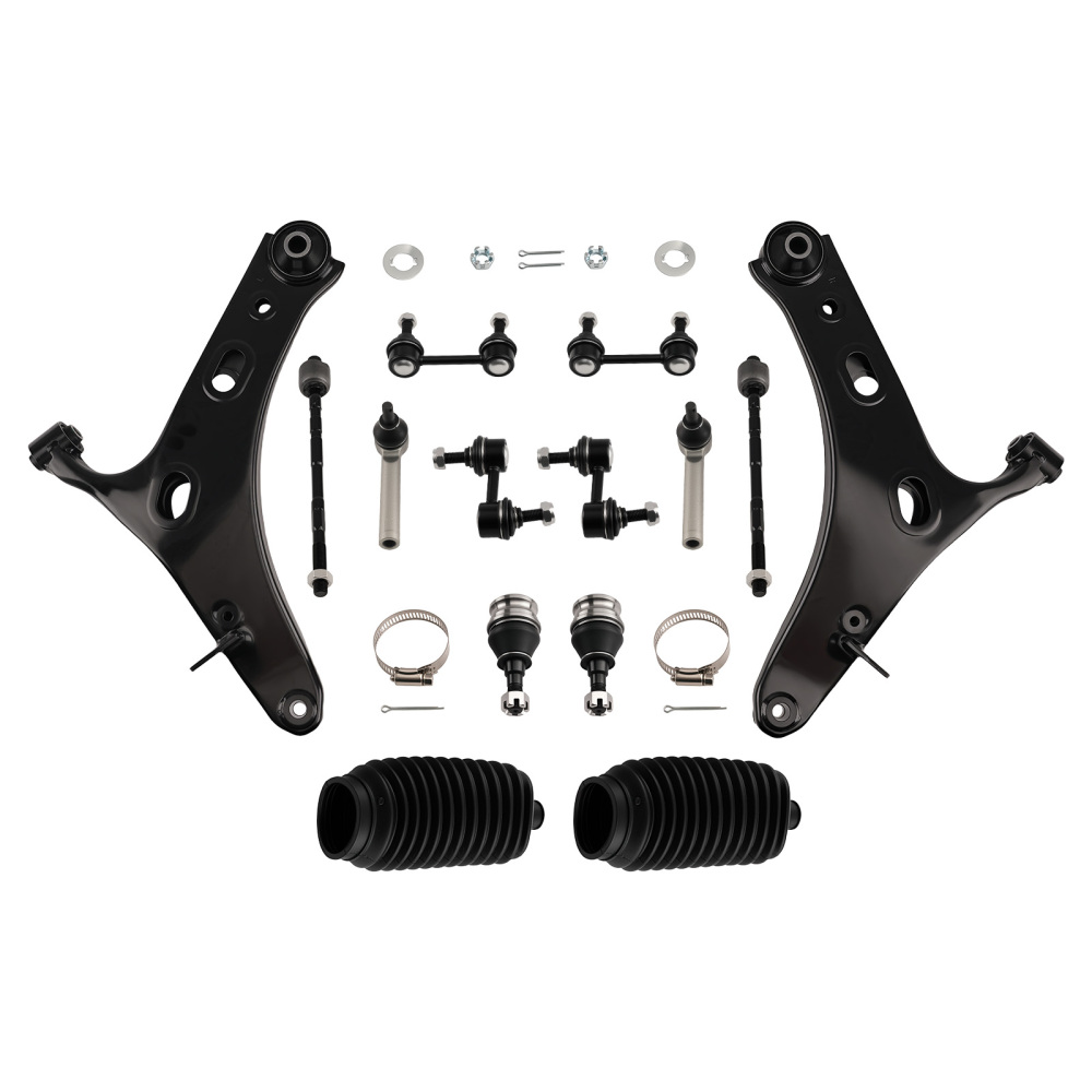 Front Lower Control Arms + Tie Rod Sway Bar Link compatible for Subaru Legacy Outback 05-09