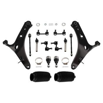 Front Lower Control Arms + Tie Rod Sway Bar Link compatible for Subaru Legacy Outback 05-09