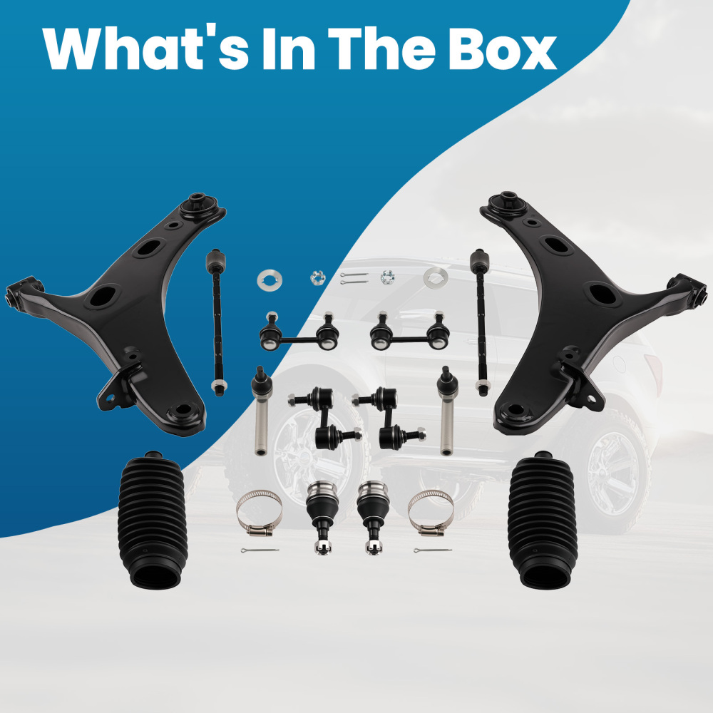 Front Lower Control Arms + Tie Rod Sway Bar Link compatible for Subaru Legacy Outback 05-09