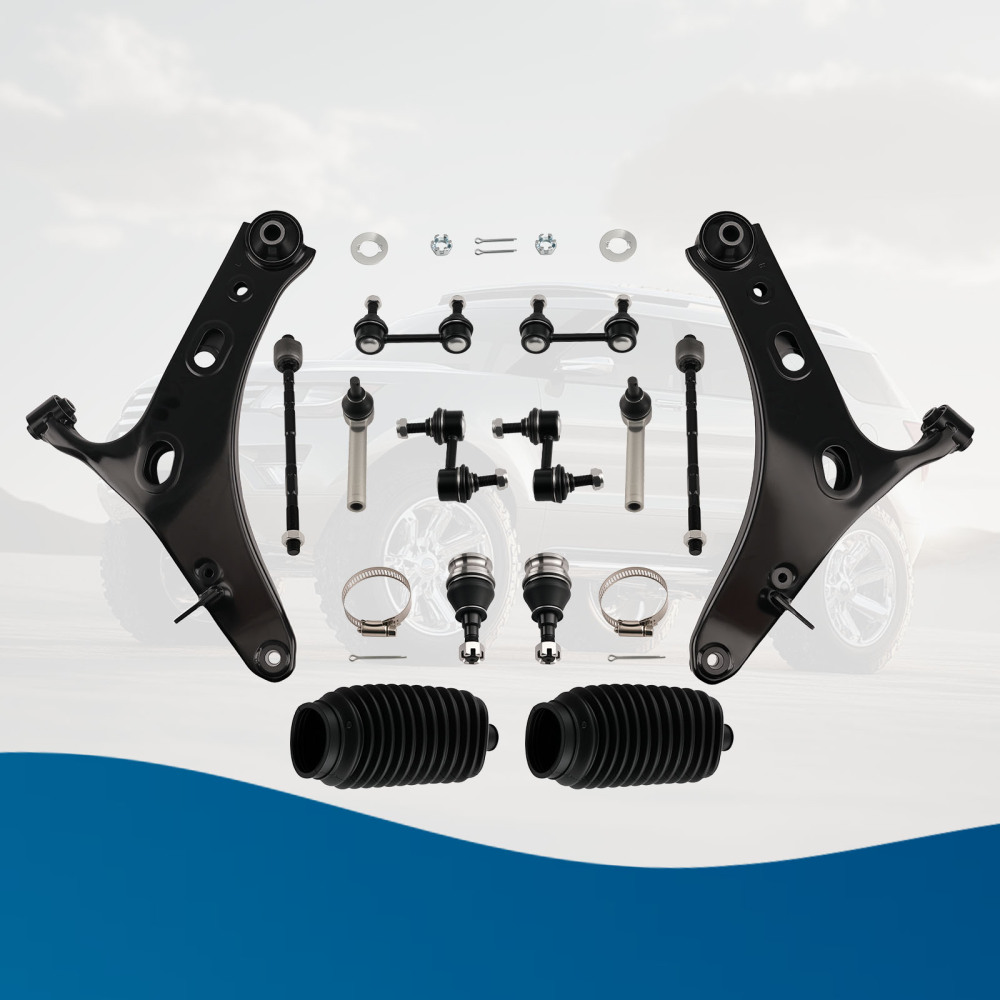 Front Lower Control Arms + Tie Rod Sway Bar Link compatible for Subaru Legacy Outback 05-09