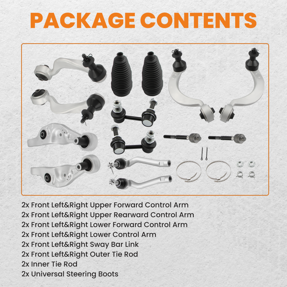 16pcs Front Lower Upper Control Arm Ball joint Tie Rod Kit compatible for Lexus LS460 07-17