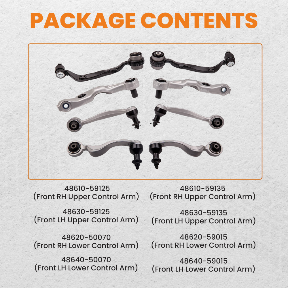 8 Pcs Front Upper Driver and Passenger compatible for Lexus LS460 RWD Models 2007-2008