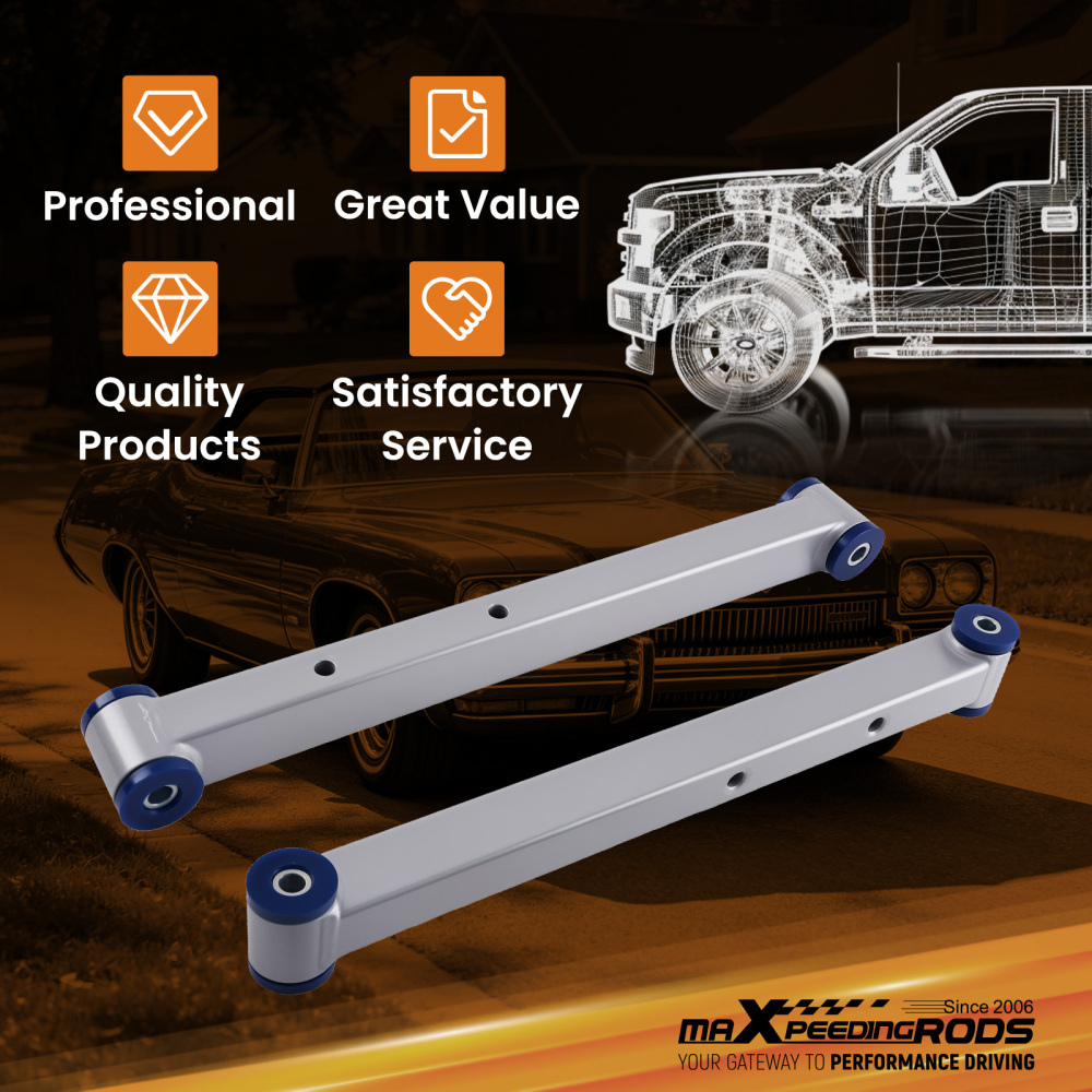 Pair Rear Lower Control Arms with Bushings compatible for Impala B-Body 1971-1976 suspension arms
