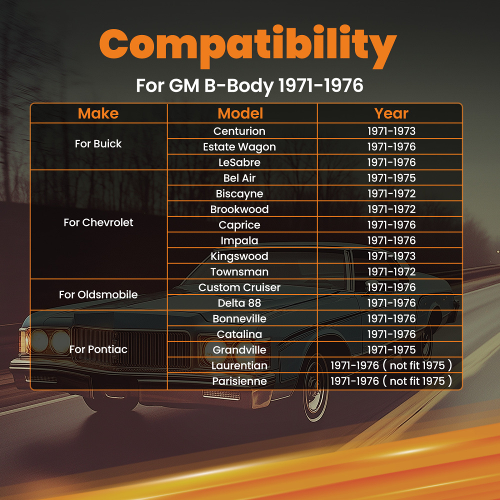 Pair Rear Lower Control Arms with Bushings compatible for Impala B-Body 1971-1976