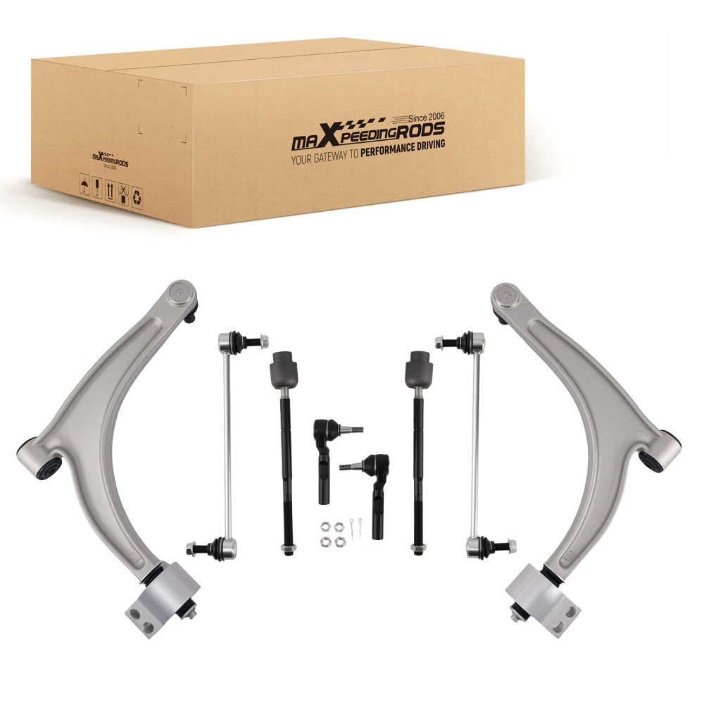 8x Front Lower Control Arm Sway Bar Tie Rods Kit for 2004-2012 compatible for Chevy Malibu G6