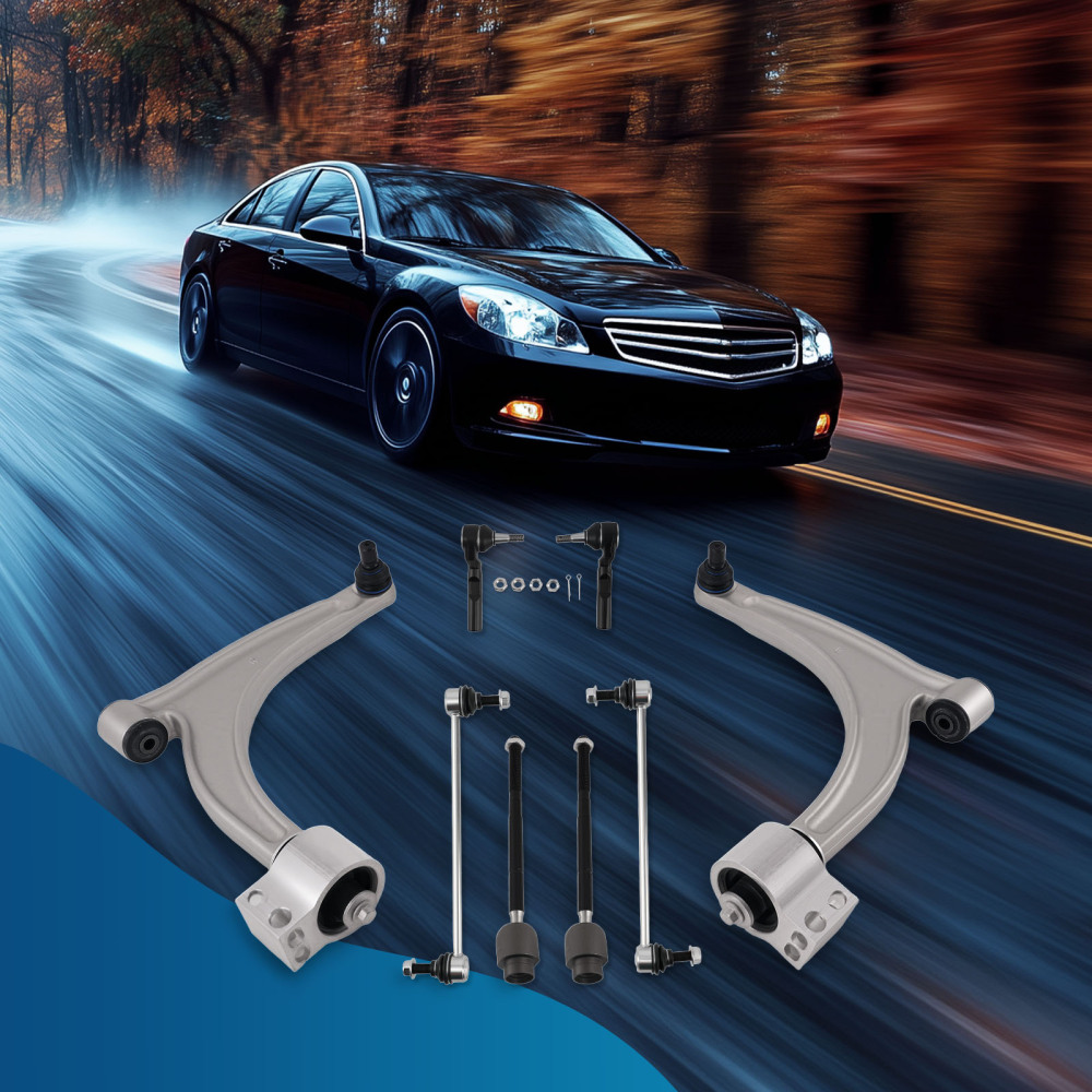 8x Front Lower Control Arm Sway Bar Tie Rods Kit for 2004-2012 compatible for Chevy Malibu G6