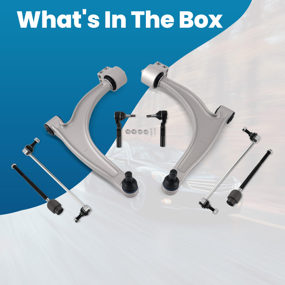 8x Front Lower Control Arm Sway Bar Tie Rods Kit for 2004-2012 compatible for Chevy Malibu G6