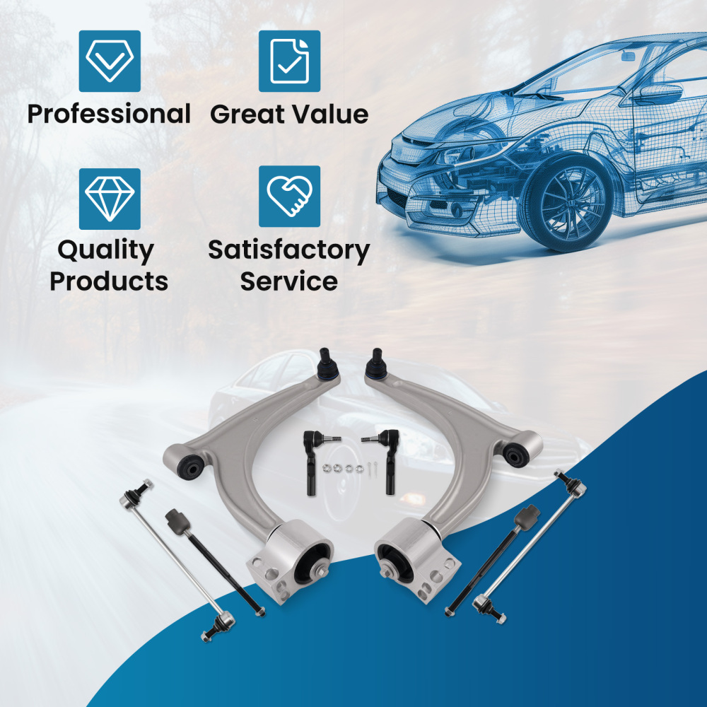 8x Front Lower Control Arm Sway Bar Tie Rods Kit for 2004-2012 compatible for Chevy Malibu G6