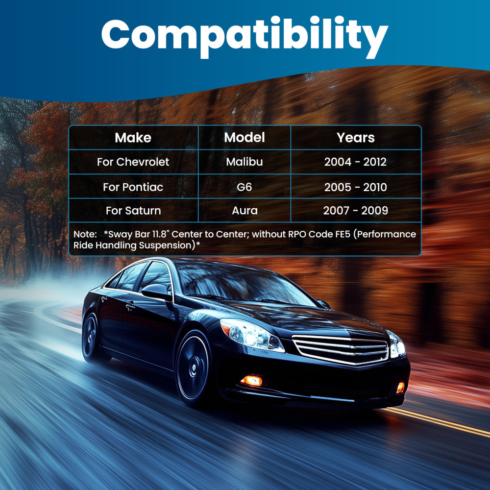 8x Front Lower Control Arm Sway Bar Tie Rods Kit for 2004-2012 compatible for Chevy Malibu G6