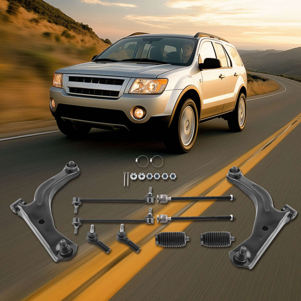 10x Front Lower Control Arm Tie Rod Sway Bar Link Kit compatible for Escape compatible for Mercury 2005-09