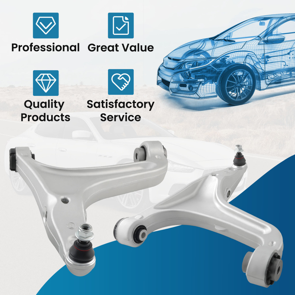 2x Lower Control Arms For 14-22 compatible for Maserati Ghibli Quattroporte 673007124 673007125