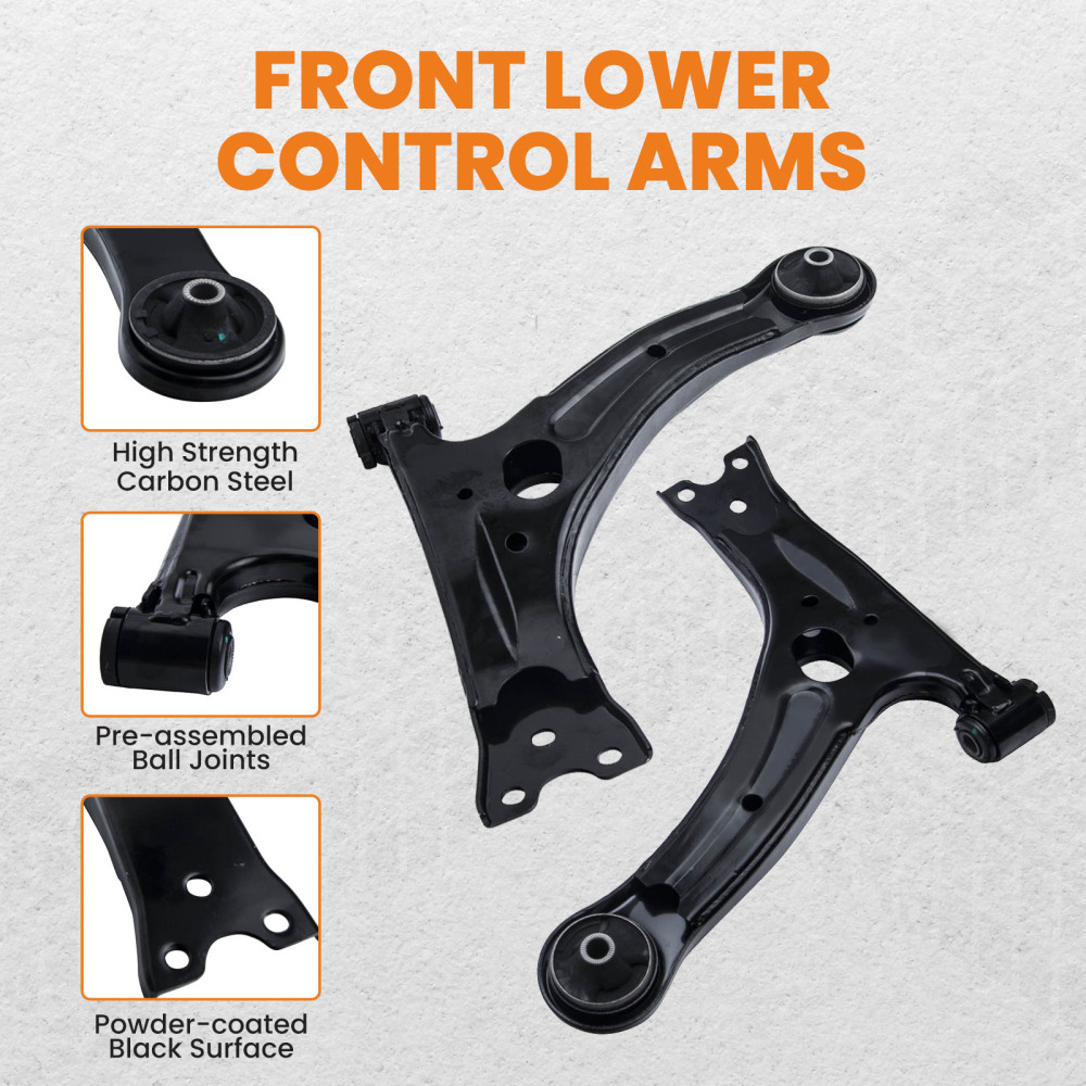 8 Pcs Lower Control Arm Assembly Outer Tie Rod compatible for Pontiac Vibe 2003 - 2008