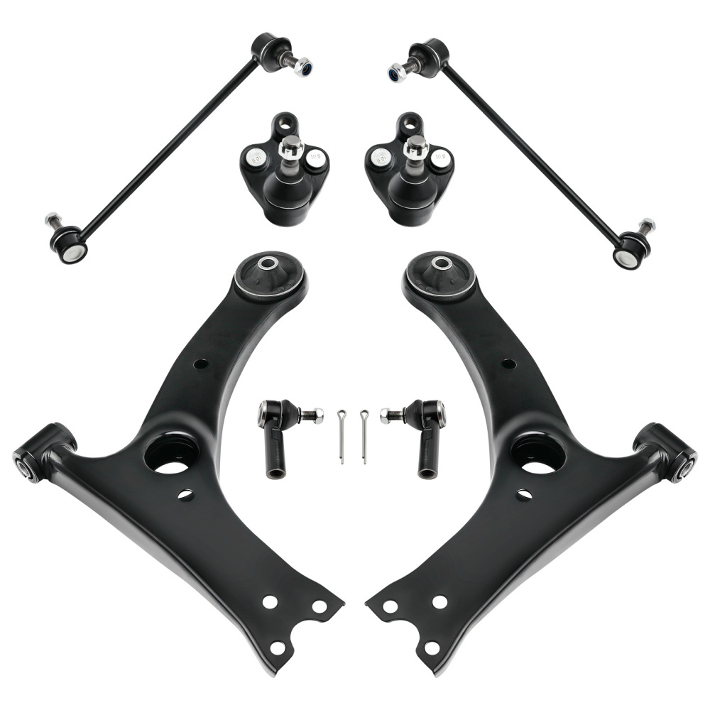 8 Pcs Lower Control Arm Assembly Outer Tie Rod compatible for Pontiac Vibe 2003 - 2008