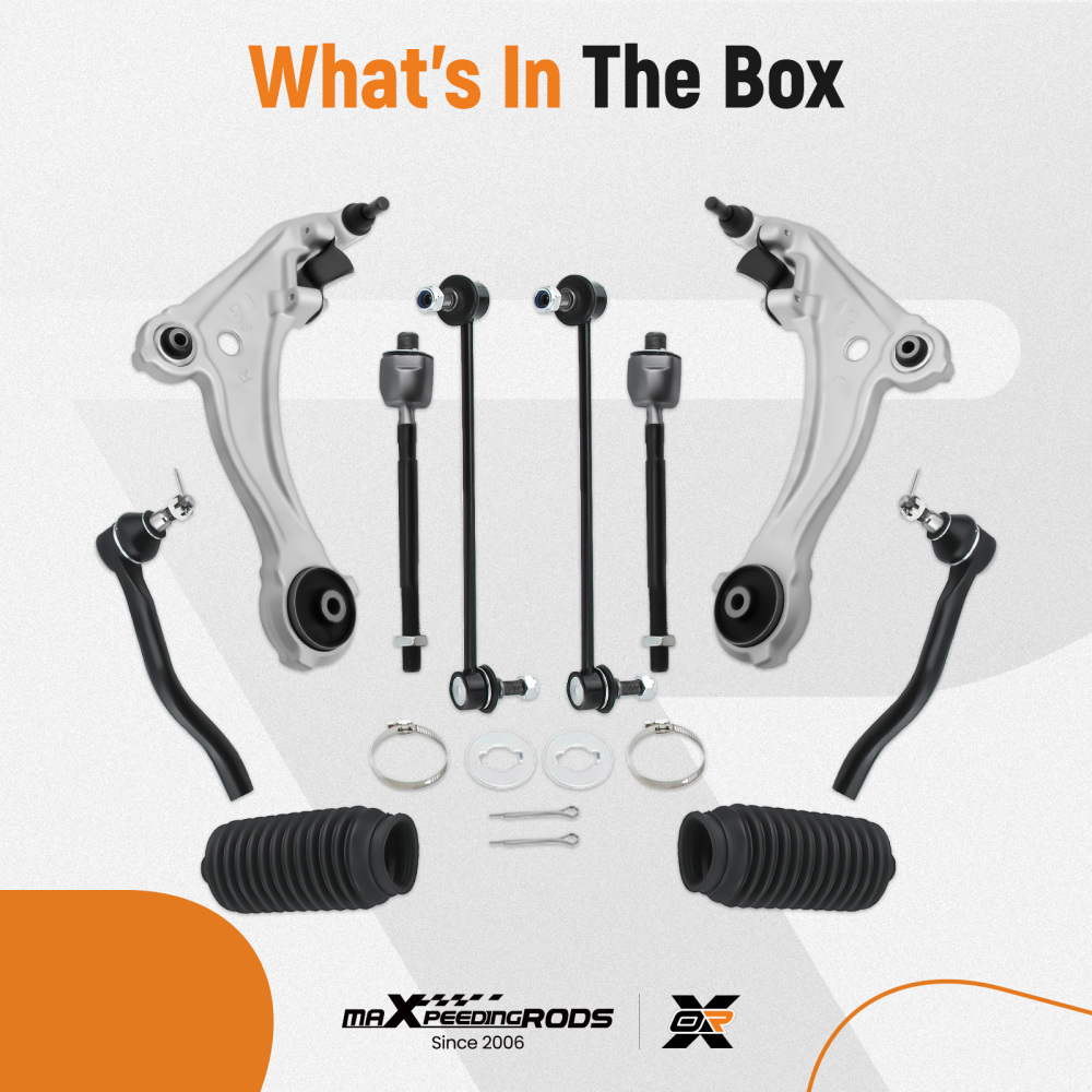 10pcs Suspension Kit Front Lower Control Arm Tie Rod compatible for Nissan Maxima 2009-2014