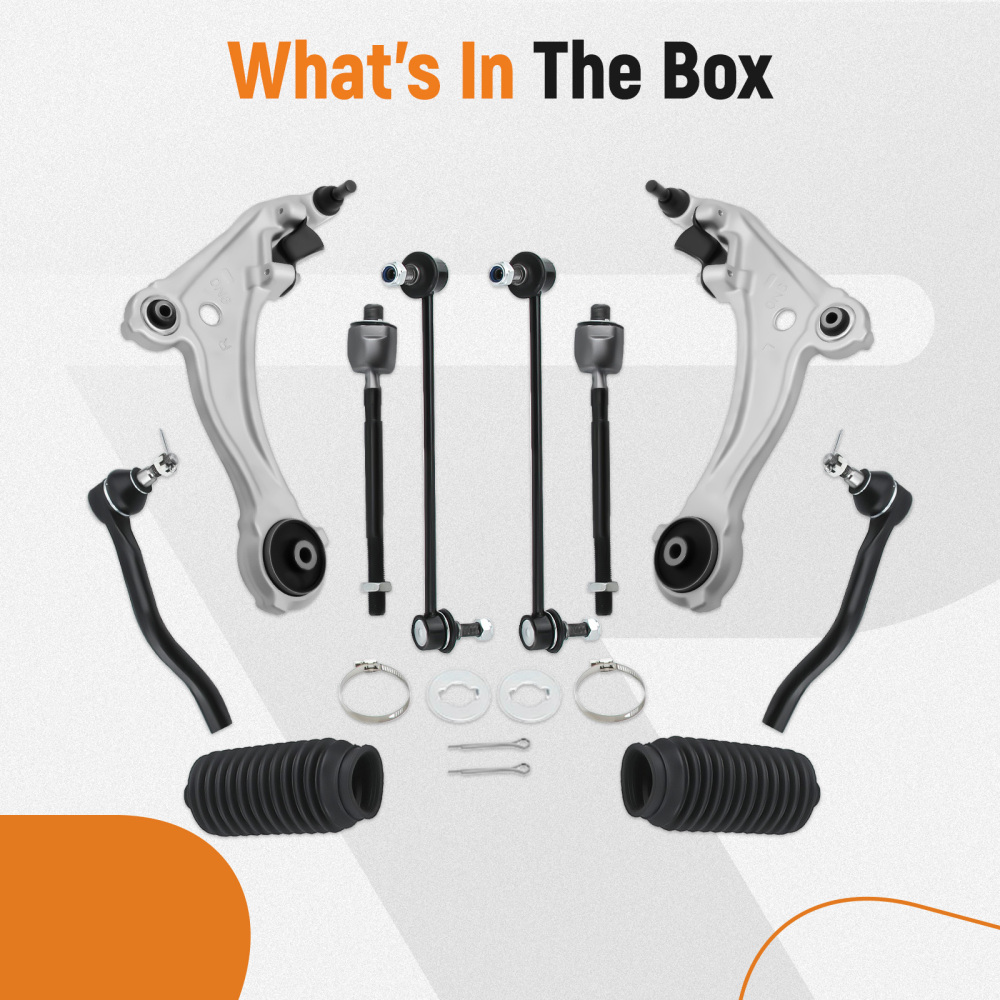 10pcs Suspension Kit Front Lower Control Arm Tie Rod compatible for Nissan Maxima 2009-2014