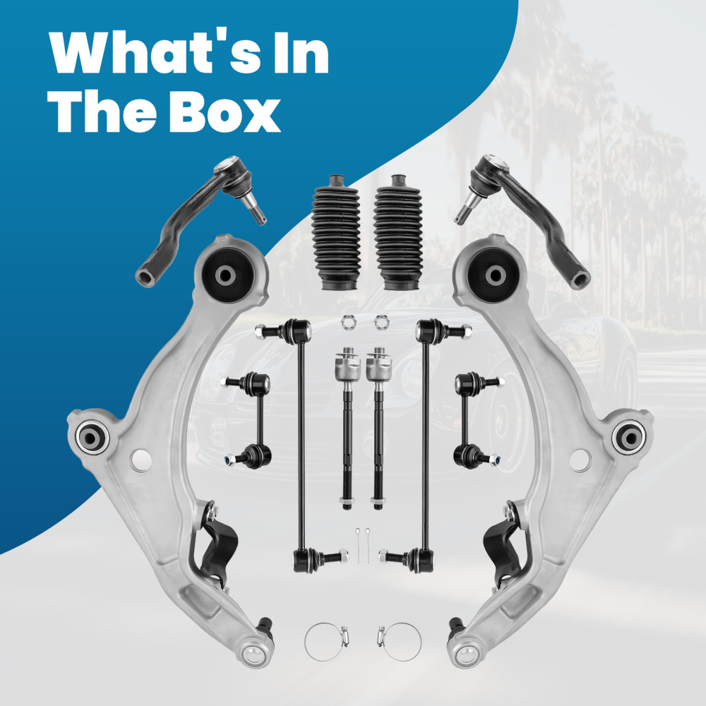 12x Front Suspension Kit Control Arm w/Sway Bar Link compatible for Nissan Maxima 2009-2014