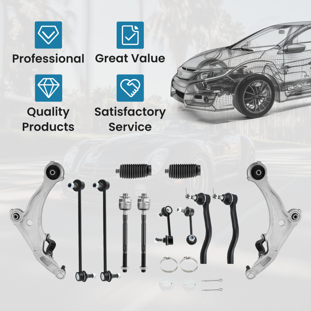12x Front Suspension Kit Control Arm w/Sway Bar Link compatible for Nissan Maxima 2009-2014