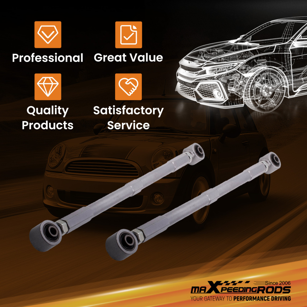 2 Pcs Adjustable Rear Lower Control Arm compatible for Mini Cooper 2002-2013 R50/R52/R53 suspension arms