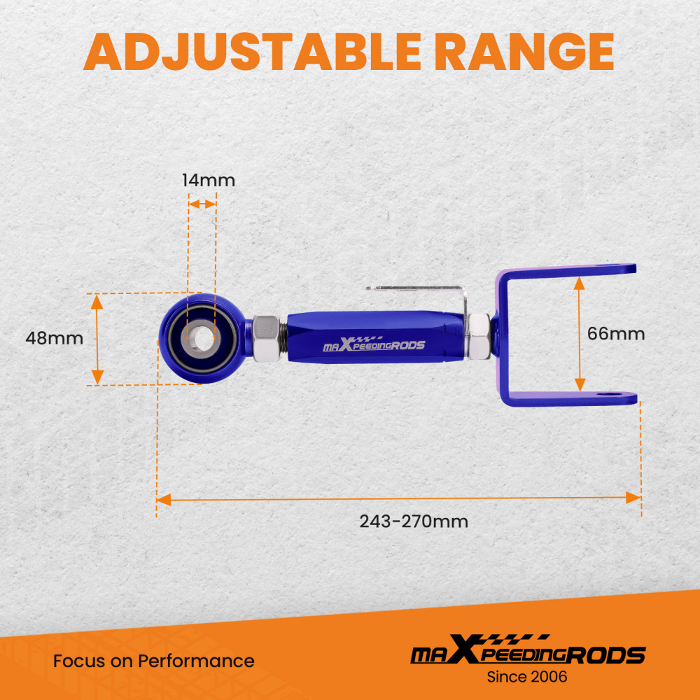 2x Adjustable Rear Camber Arms Kit Rubber Bushing compatible for Tesla model 3 / Y 2017-Up