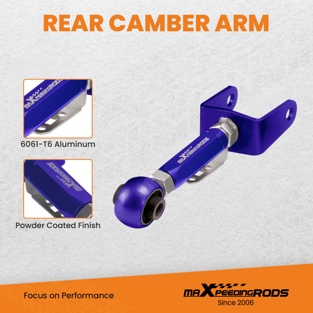 2x Adjustable Rear Camber Arms Kit Rubber Bushing compatible for Tesla model 3 / Y 2017-Up