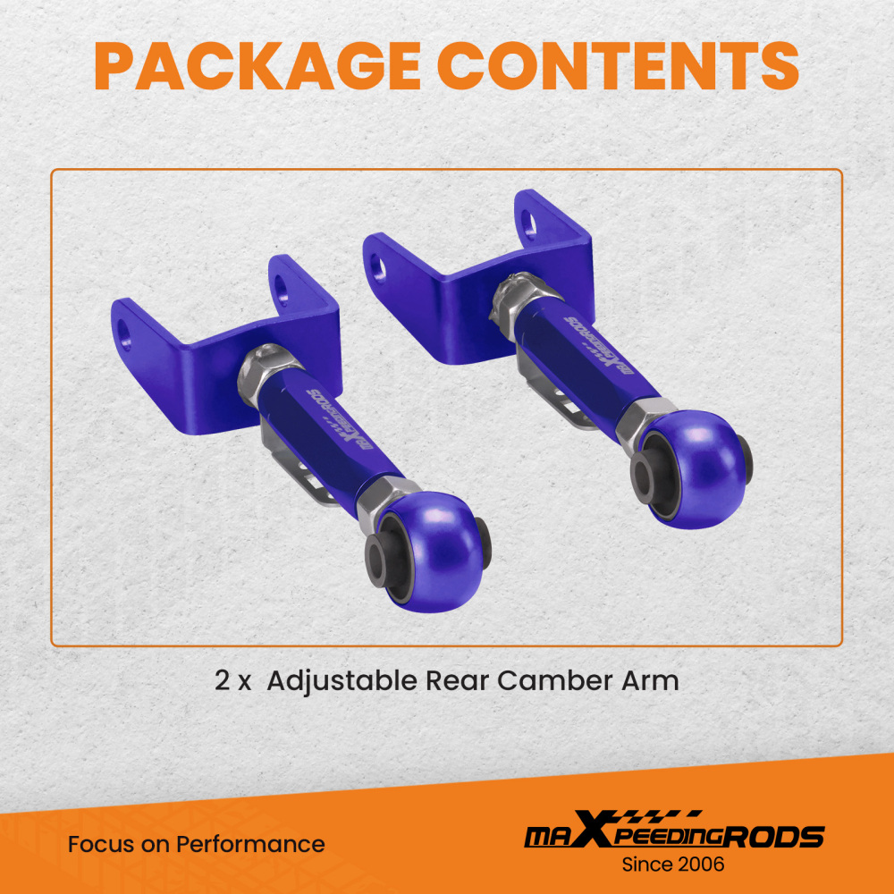 2x Adjustable Rear Camber Arms Kit Rubber Bushing compatible for Tesla model 3 / Y 2017-Up