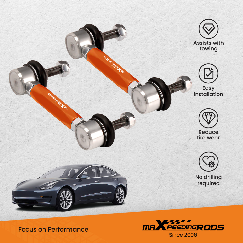 Pair Adjustable Rear Stabilizer End Links Drop Links compatible for Tesla model 7 2017-2022