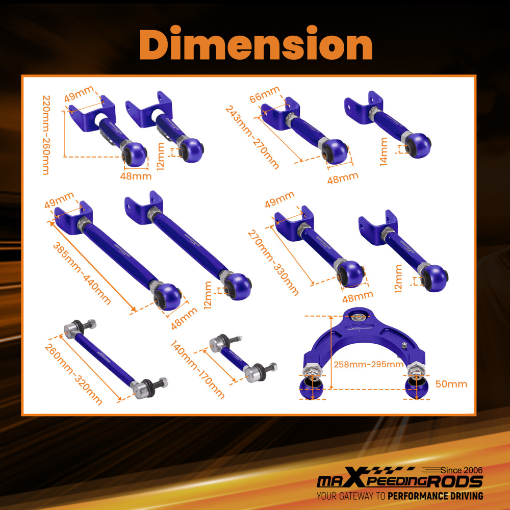 Adjustable Control A-Arms Camber Toe Arm End Links compatible for Tesla Model 3 / Y2017+